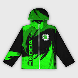 Женская ветровка Шкода - зеленые штрихи