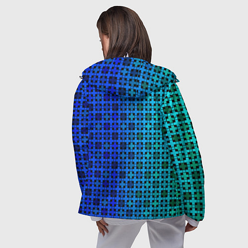 Женская ветровка Сине-зеленый геометрический узор / 3D-Белый – фото 4