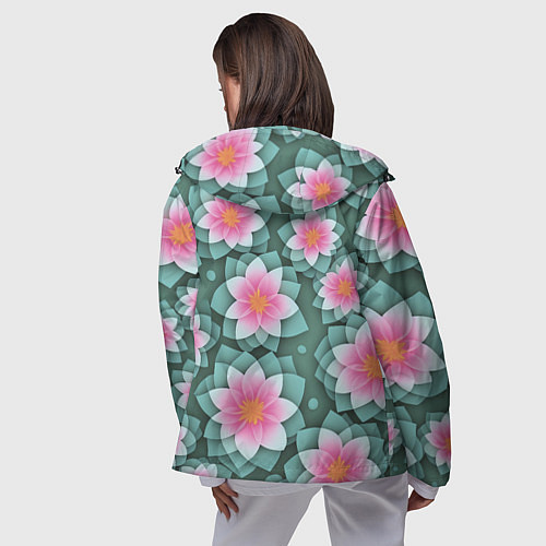 Женская ветровка Цветы с оптическим эффектом / 3D-Черный – фото 4