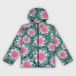 Ветровка с капюшоном женская Цветы с оптическим эффектом, цвет: 3D-черный
