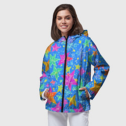 Ветровка с капюшоном женская Морские мотивы, цвет: 3D-черный — фото 2