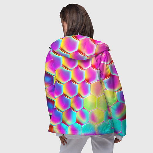 Женская ветровка Розовая чешуя - текстура / 3D-Белый – фото 4