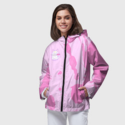 Ветровка с капюшоном женская Котик и ножик, цвет: 3D-черный — фото 2