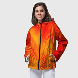 Ветровка с капюшоном женская Фантазия в красном и желтом, цвет: 3D-черный — фото 2