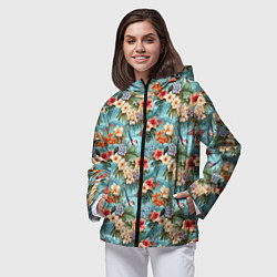 Ветровка с капюшоном женская Гавайский стиль, цвет: 3D-черный — фото 2