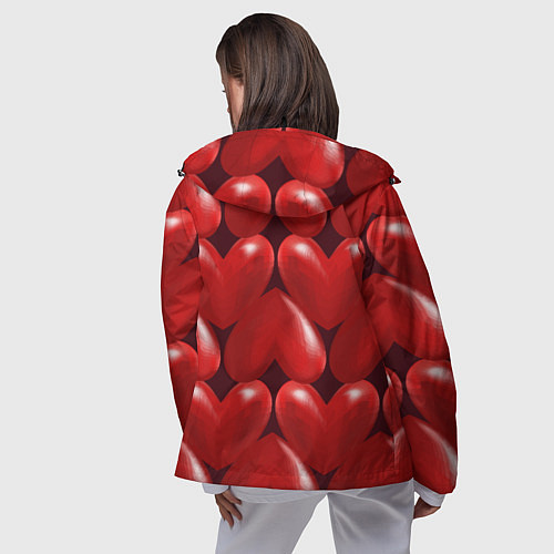 Женская ветровка Red hearts / 3D-Черный – фото 4