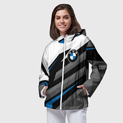 Ветровка с капюшоном женская БМВ - спортивная униформа, цвет: 3D-белый — фото 2