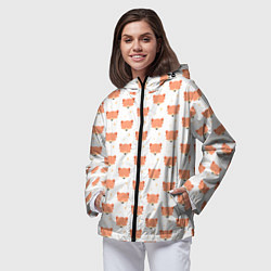 Ветровка с капюшоном женская Паттерн милая лиса, цвет: 3D-черный — фото 2