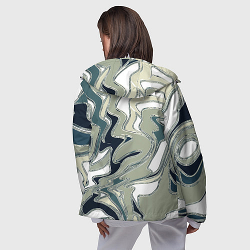 Женская ветровка Абстракция оливковый / 3D-Белый – фото 4