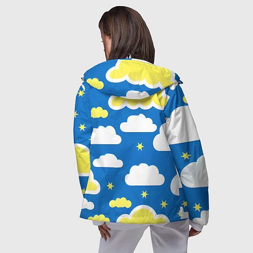 Женская ветровка Рисованные облака и звёзды / 3D-Белый – фото 4