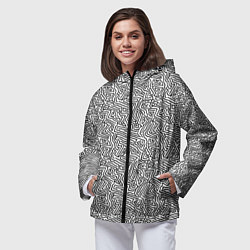 Ветровка с капюшоном женская Абстрактный фон органических линий, цвет: 3D-черный — фото 2