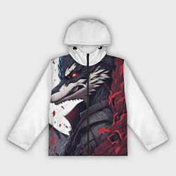 Ветровка с капюшоном женская Волк в полнолуние, цвет: 3D-черный