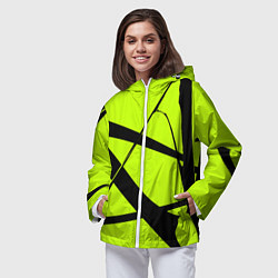 Ветровка с капюшоном женская Звезда - лаймовый и черный - Хуф и Ся - дополнение, цвет: 3D-белый — фото 2