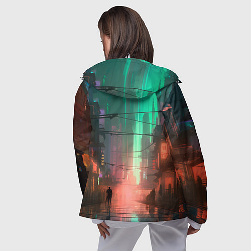 Женская ветровка Кибер город будущего / 3D-Белый – фото 4