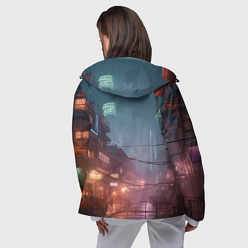 Женская ветровка Киберпанк город будущего / 3D-Черный – фото 4