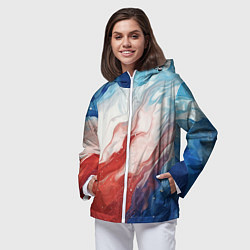 Ветровка с капюшоном женская Белый синий красный, цвет: 3D-белый — фото 2