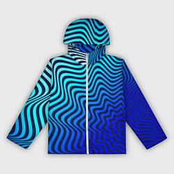 Ветровка с капюшоном женская Абстрактный узор - морской градиент, цвет: 3D-белый