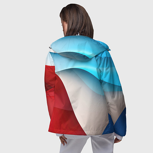 Женская ветровка Белые синие и красные волны / 3D-Белый – фото 4