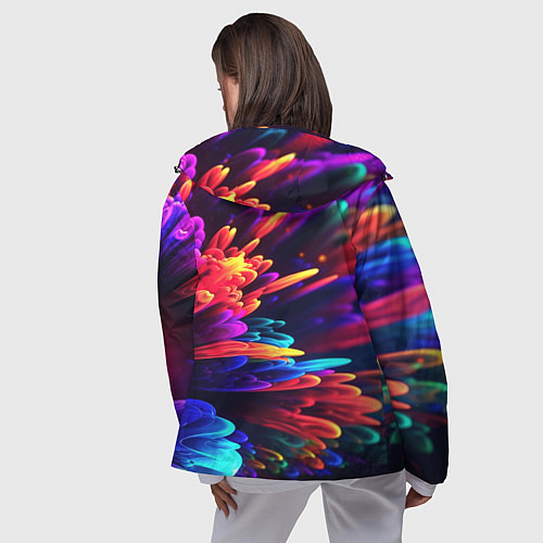 Женская ветровка Неоновая абстракция в виде цветов / 3D-Черный – фото 4