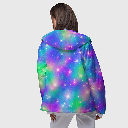 Женская ветровка Яркий космос розово-синий с вкраплениями зеленого / 3D-Белый – фото 4