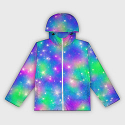 Женская ветровка Яркий космос розово-синий с вкраплениями зеленого