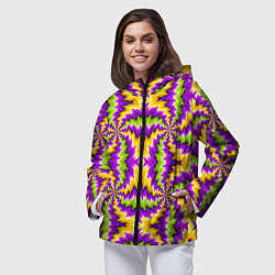 Ветровка с капюшоном женская Красочная иллюзия вращения, цвет: 3D-черный — фото 2
