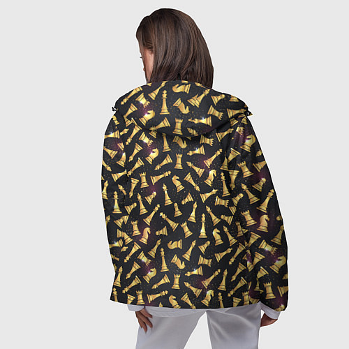 Женская ветровка Шахматы в космосе / 3D-Черный – фото 4