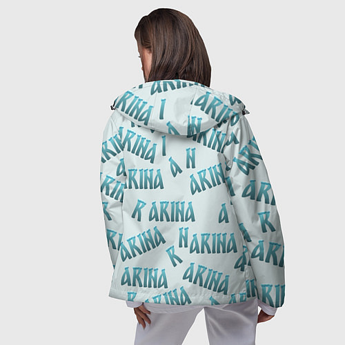 Женская ветровка Арина - текст паттерн / 3D-Черный – фото 4