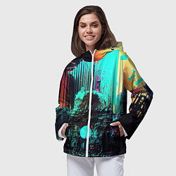 Ветровка с капюшоном женская Городская радиоволна, цвет: 3D-белый — фото 2