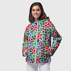 Ветровка с капюшоном женская Фишки, Ставки, Покер, цвет: 3D-белый — фото 2