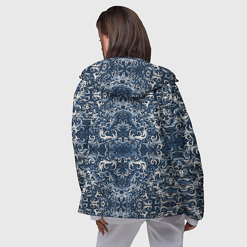 Женская ветровка Белые японские облака на синем фоне / 3D-Черный – фото 4