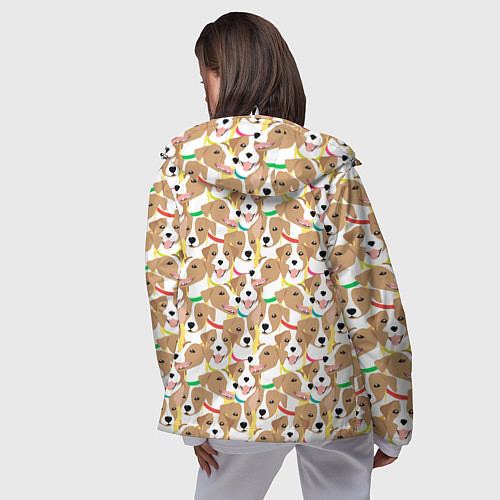 Женская ветровка Джек рассел терьер в разноцветных ошейниках / 3D-Белый – фото 4