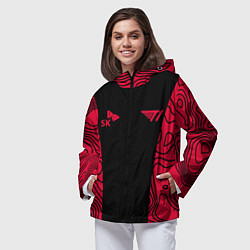 Ветровка с капюшоном женская T1 форма red, цвет: 3D-черный — фото 2