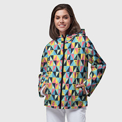 Ветровка с капюшоном женская Треугольная мозаика, цвет: 3D-черный — фото 2