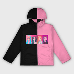 Ветровка с капюшоном женская Группа Black pink на черно-розовом фоне, цвет: 3D-черный