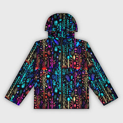 Ветровка с капюшоном женская Флуоресцентные Цветы, цвет: 3D-черный