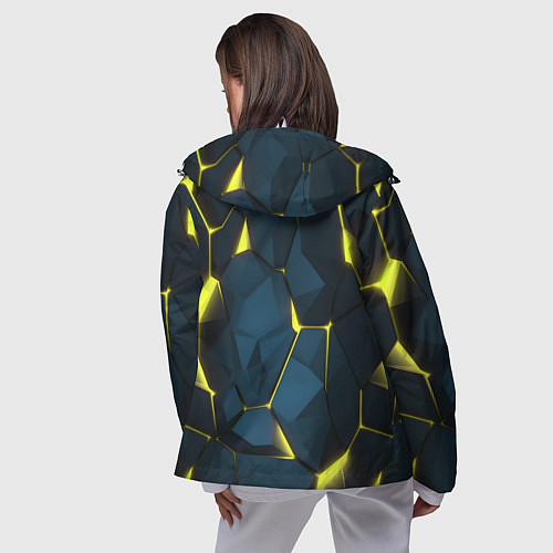 Женская ветровка Желтые неоновые плиты / 3D-Белый – фото 4