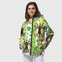 Ветровка с капюшоном женская Корни и деревья, цвет: 3D-черный — фото 2