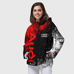Ветровка с капюшоном женская Ауди - красный и белый, цвет: 3D-черный — фото 2