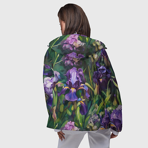 Женская ветровка Ирисы паттерн / 3D-Белый – фото 4