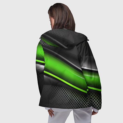 Женская ветровка Зеленая объемная полосы / 3D-Черный – фото 4