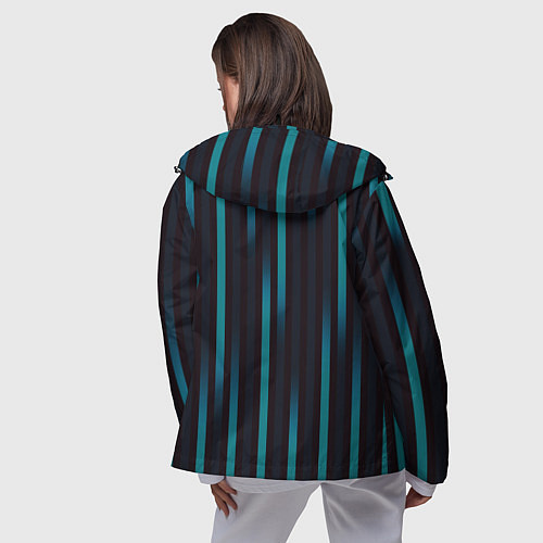 Женская ветровка Полосы градиент бирюзовый / 3D-Черный – фото 4