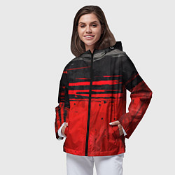 Ветровка с капюшоном женская Black red texture, цвет: 3D-черный — фото 2
