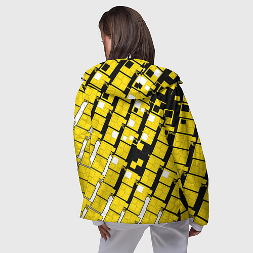 Женская ветровка Киберпанк квадраты жёлтые / 3D-Белый – фото 4