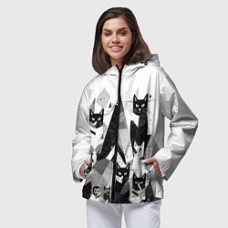 Ветровка с капюшоном женская Абстрактные коты, цвет: 3D-черный — фото 2