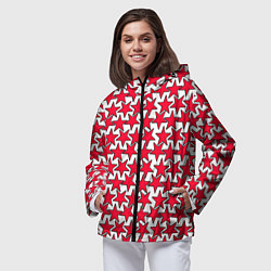 Ветровка с капюшоном женская Ретро звёзды красные, цвет: 3D-черный — фото 2
