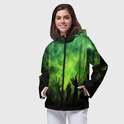 Ветровка с капюшоном женская Зомби вечеринка, цвет: 3D-черный — фото 2