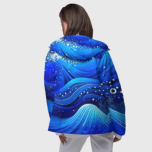 Женская ветровка Волны - текстура от нейросети / 3D-Белый – фото 4