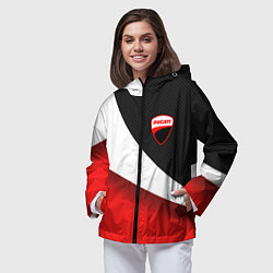 Ветровка с капюшоном женская Ducati - красно-черный, цвет: 3D-черный — фото 2