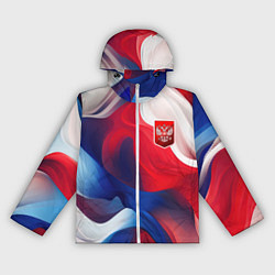 Ветровка с капюшоном женская Красный герб России, цвет: 3D-белый